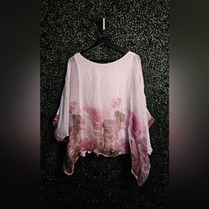 Floral Pink and Brown Women's Top